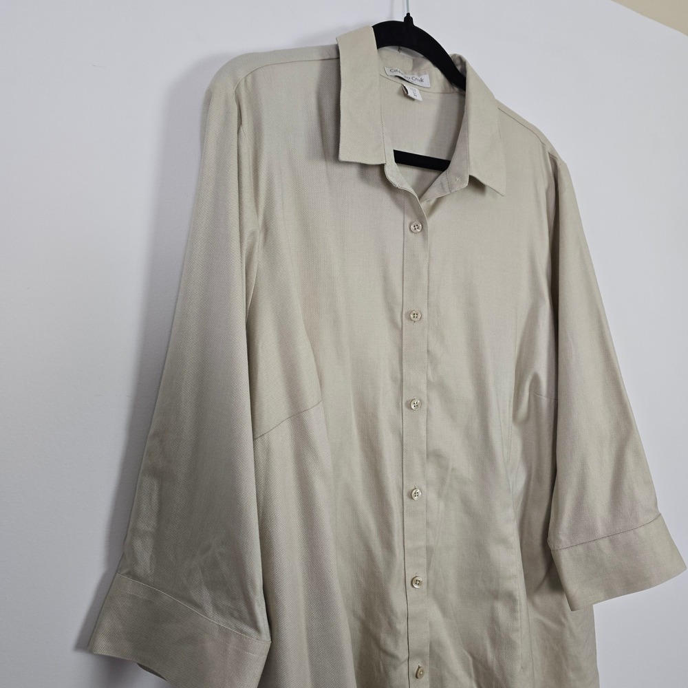 Coldwater Creek Button Up Shirt Women 3X 24 Beige No Iron Capsule Minimalist - Picture 2 of 10